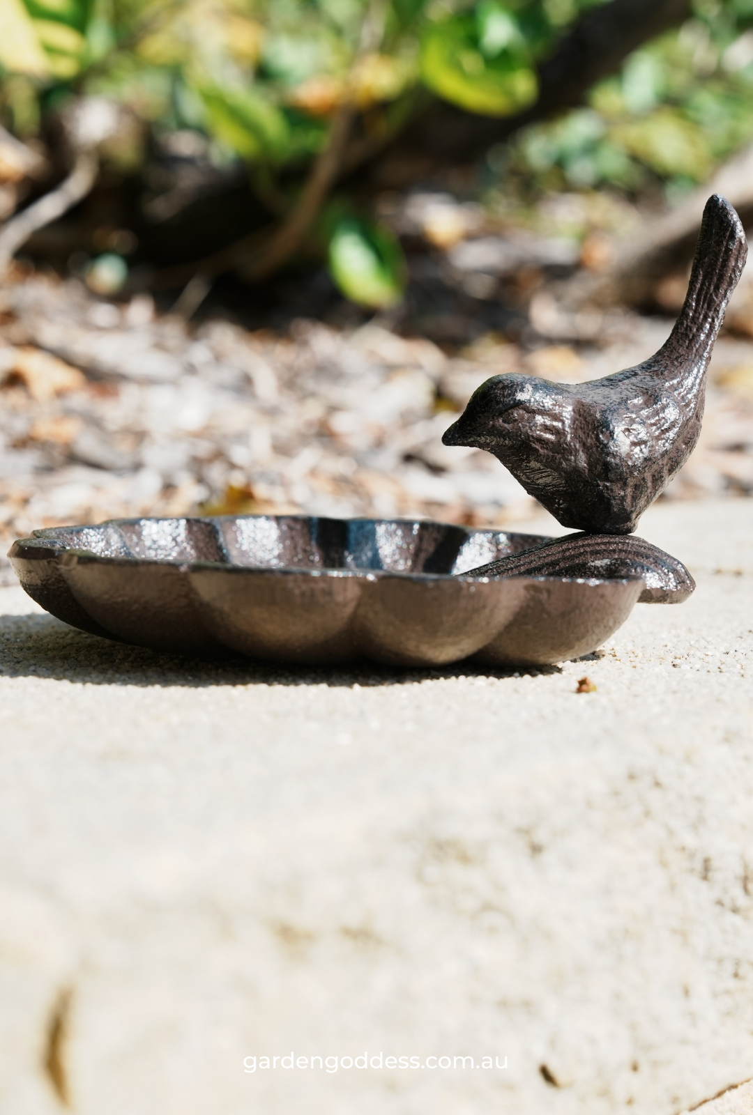 Rustic Cast Iron Bird Feeder & Mini Bird Bath Dish | Heavy Duty Vintage Garden Ornament (13.5cm)