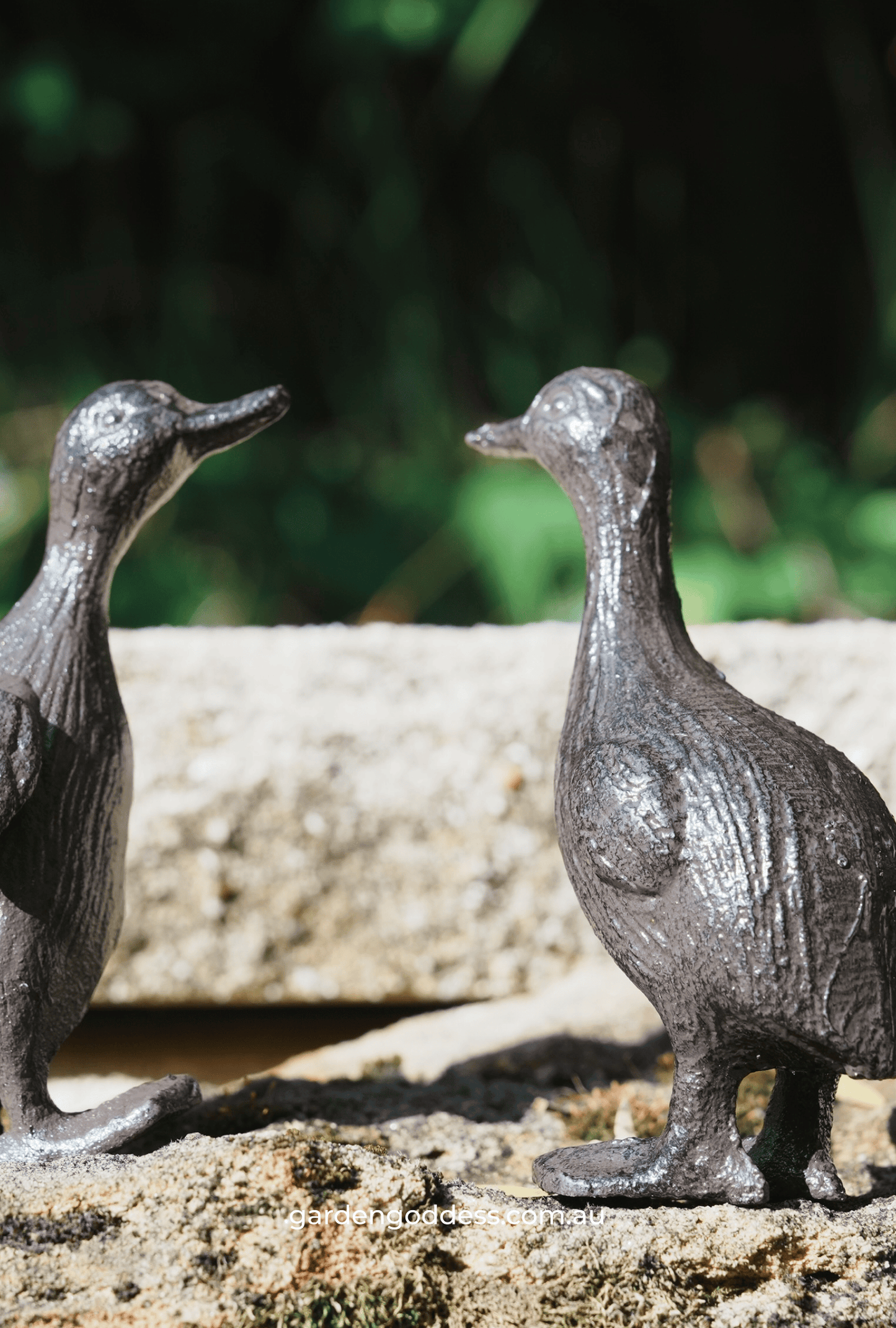 Garden Cast Iron Duck Statue Set (Set of 2) Solid Iron Decorative Garden Ornaments