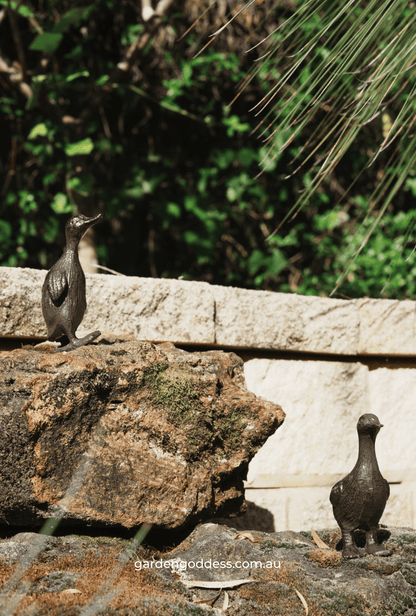 Garden Cast Iron Duck Statue Set (Set of 2) Solid Iron Decorative Garden Ornaments