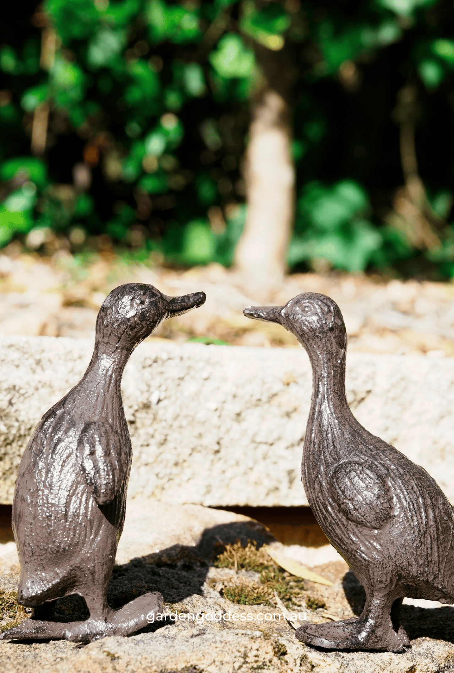 Garden Cast Iron Duck Statue Set (Set of 2) Solid Iron Decorative Garden Ornaments
